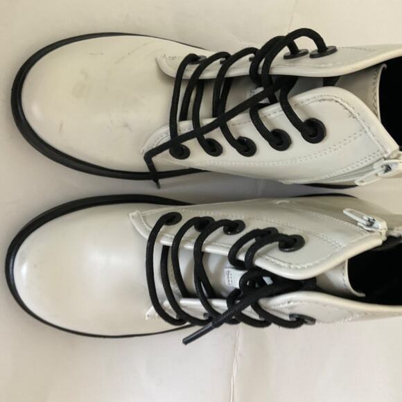 New White black Steve Madden combat boots platform chunky Y2K zip lug sole sz 5 - Picture 13 of 16